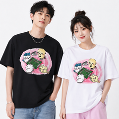 人気キャラ プリント トップス 麻雀対決 ユニセックス 半袖Ｔシャツ