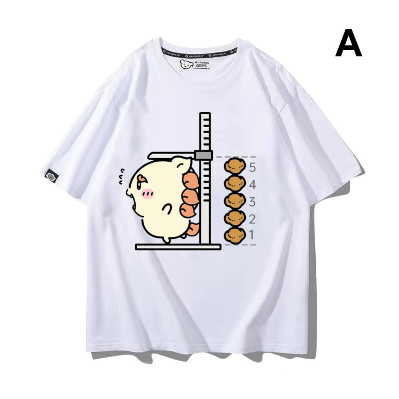 人気キャラ プリント トップス 身長を測る ‌ユニセックス 半袖Ｔシャツ