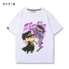 人気キャラ プリント トップス しんちゃんの奇妙な冒険 ユニセックス 半袖 Ｔシャツ