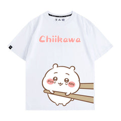 人気キャラ プリント トップス 箸で挟まれる ユニセックス 半袖Ｔシャツ