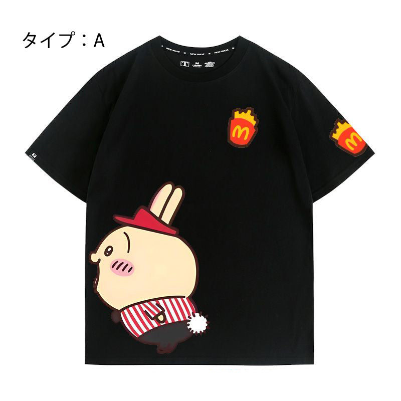 人気キャラ プリント トップス マック店員 ユニセックス 半袖Ｔシャツ