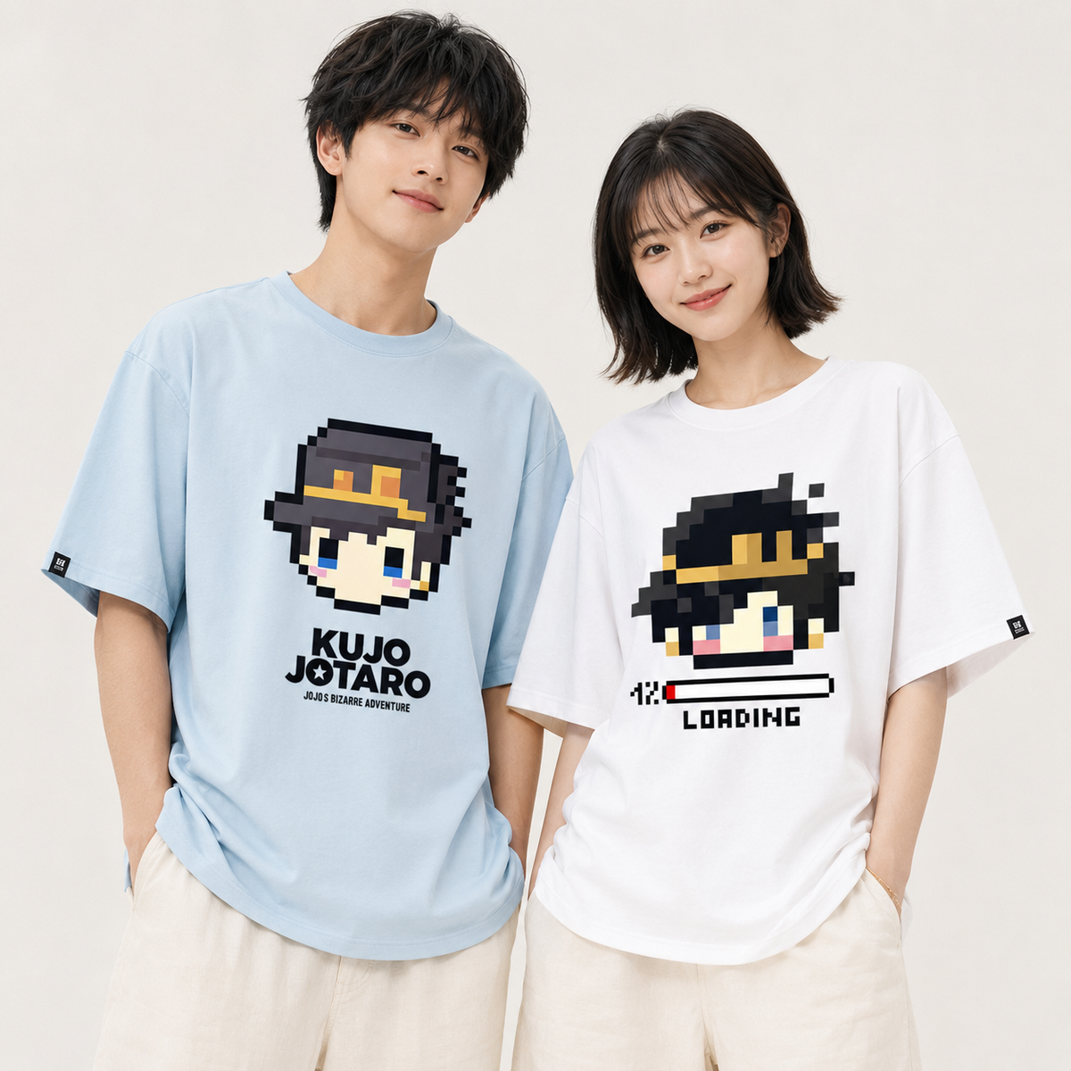人気キャラ プリント トップス マイクラ風 ドット絵キャラ ユニセックス 半袖 Ｔシャツ