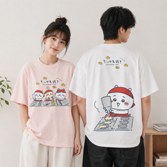 人気キャラ プリント トップス 鯛焼き ユニセックス 半袖Ｔシャツ