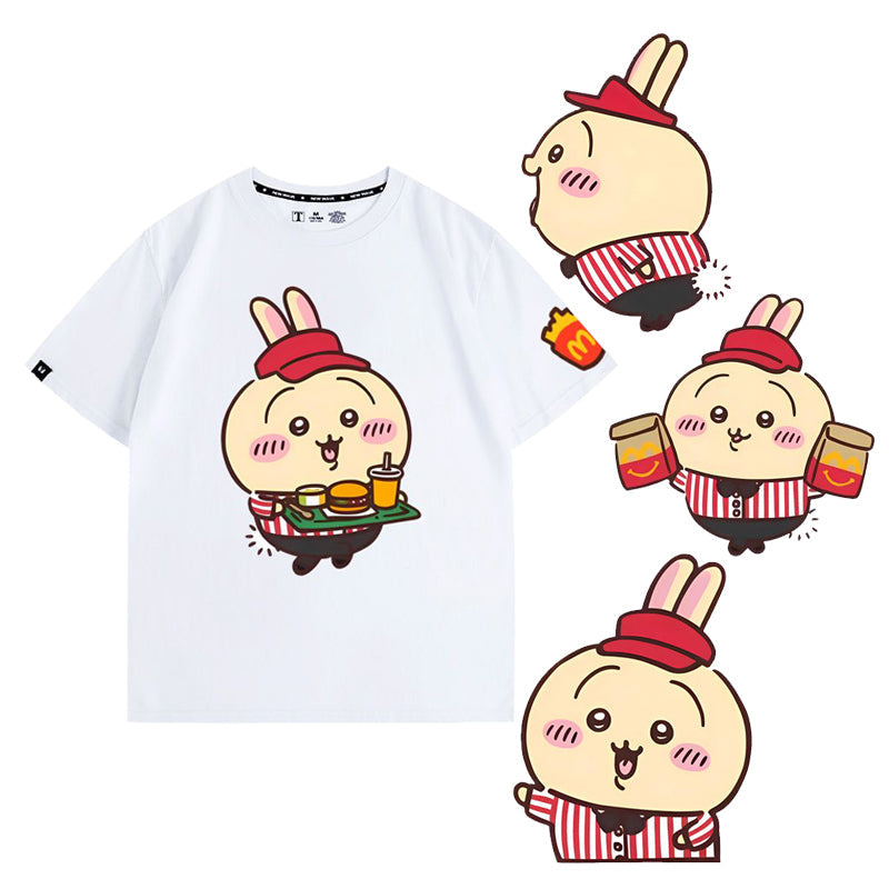 人気キャラ プリント トップス マック店員 ユニセックス 半袖Ｔシャツ