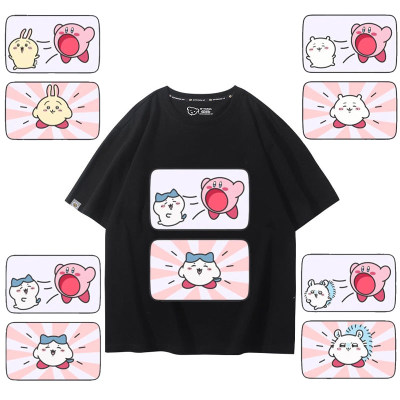 人気キャラ プリント トップス カービィと変身 ユニセックス 半袖Ｔシャツ