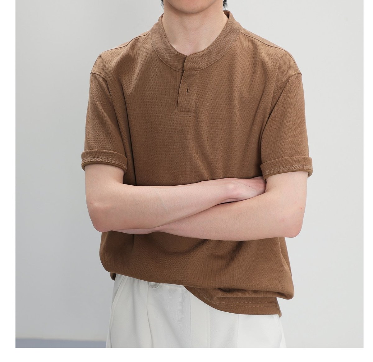 Button Crew Neck T -shirt or1500