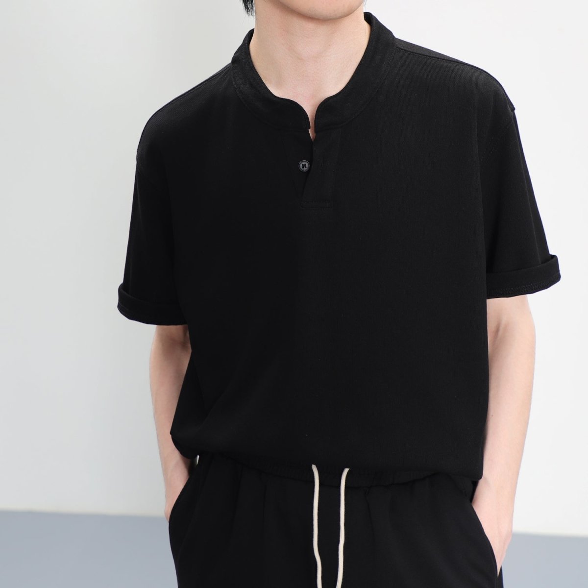 Button Crew Neck T -shirt or1500
