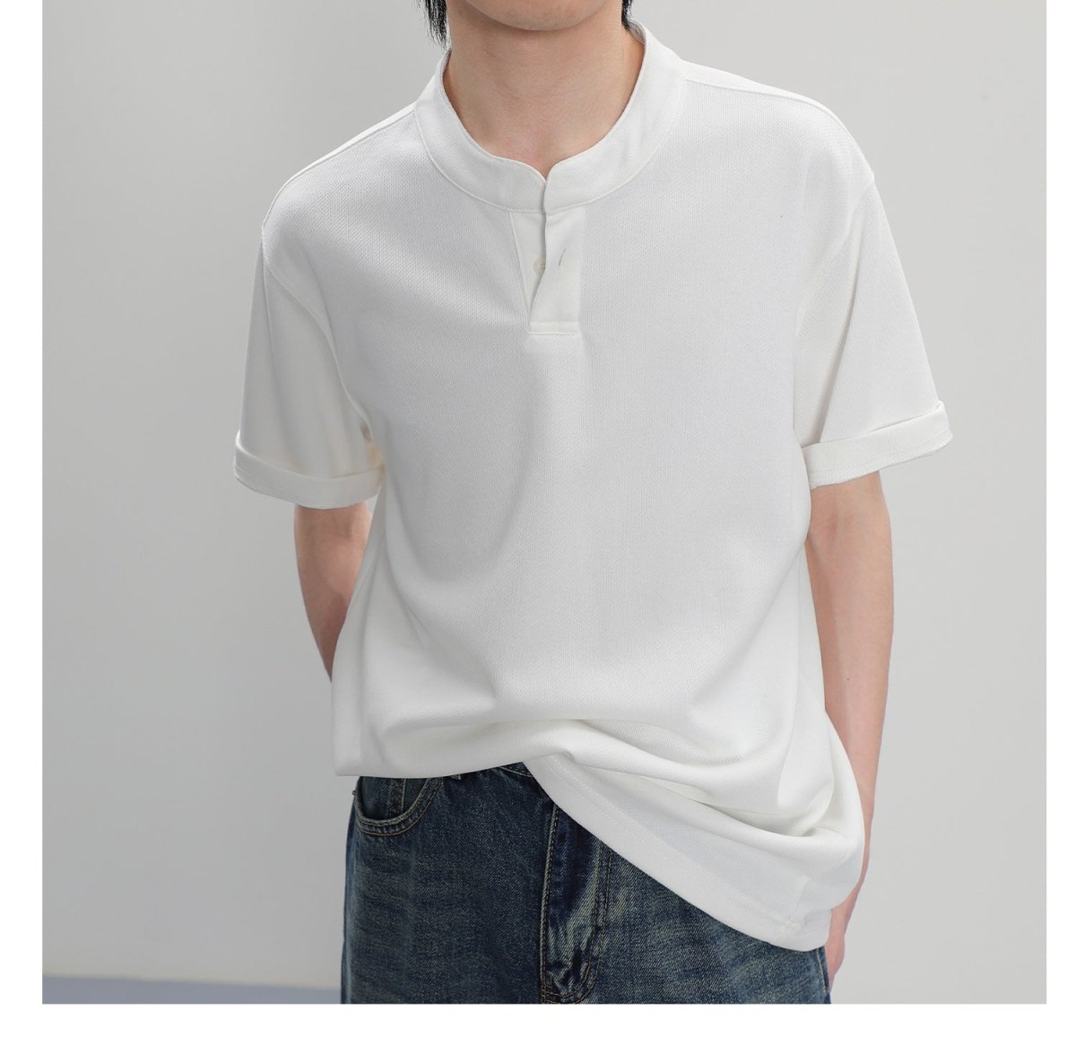 Button Crew Neck T -shirt or1500