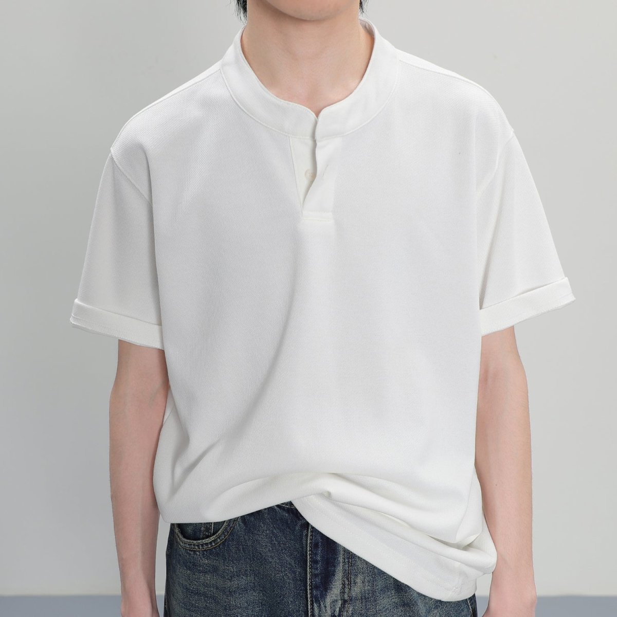 Button Crew Neck T -shirt or1500
