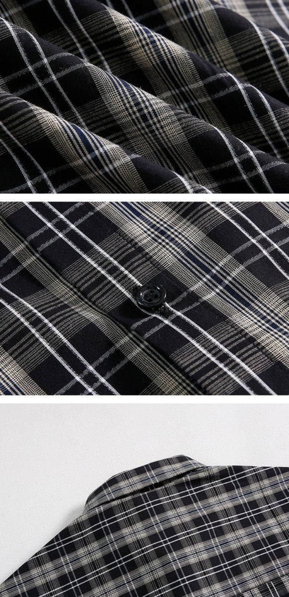 Casual long -sleeved check shirt or2597