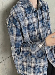 Check pattern contrast shirt or1924