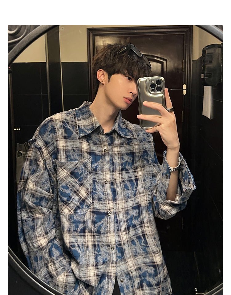 Check pattern contrast shirt or1924