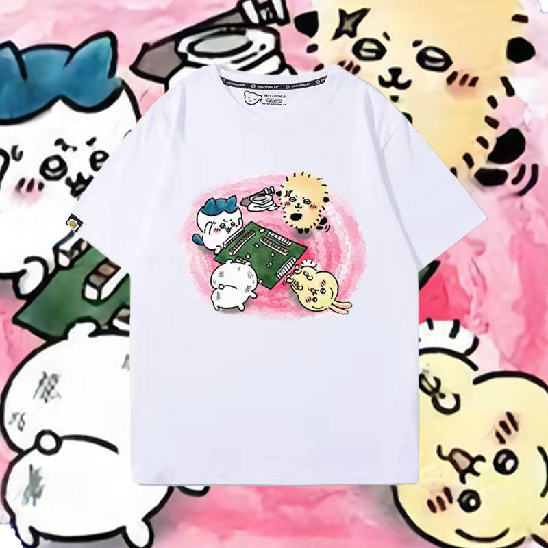 人気キャラ プリント トップス 麻雀対決 ユニセックス 半袖Ｔシャツ