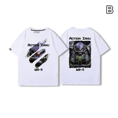 人気キャラ プリント トップス グリーンメカ グラフィックデザイン ユニセックス 半袖 Ｔシャツ