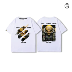 人気キャラ プリント トップス グリーンメカ グラフィックデザイン ユニセックス 半袖 Ｔシャツ