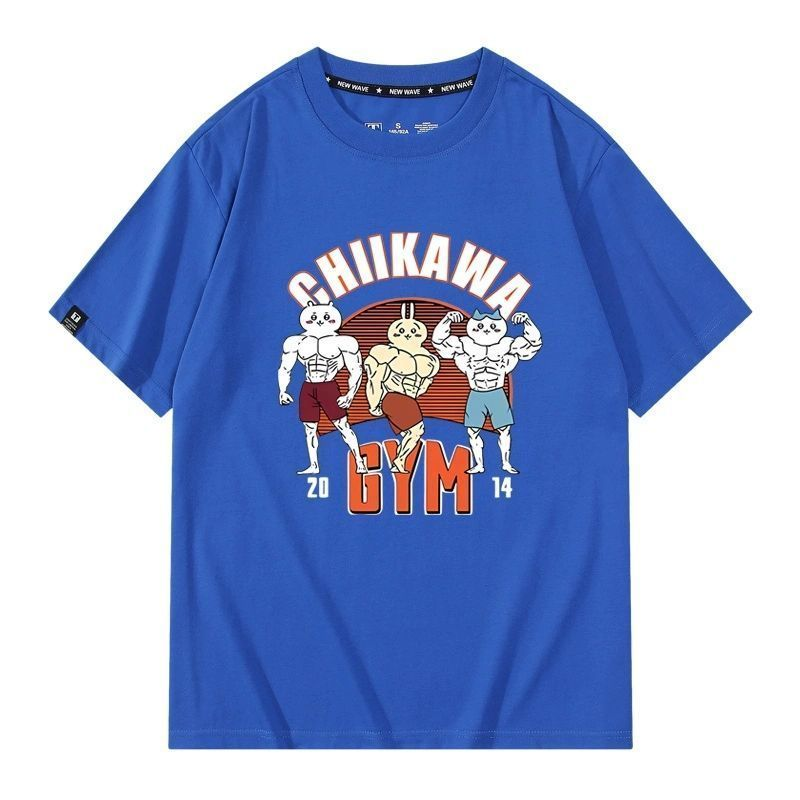 人気キャラ プリント トップス 筋肉兄貴 ユニセックス 半袖Tシャツ