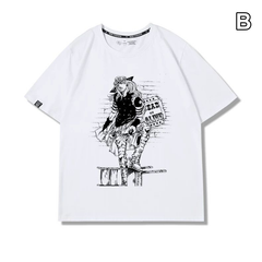 人気キャラ プリント トップス コミックアート 4タイプのフロントプリントデザイン ユニセックス 半袖 Ｔシャツ