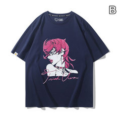 人気キャラ プリント トップス レトロコミック風 ポートレート＆コラージュプリントデザイン ユニセックス 半袖 Ｔシャツ