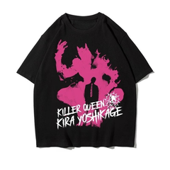 人気キャラ プリント トップス ピンクシルエット グラフィティ風フロントプリントデザイン ユニセックス 半袖 Ｔシャツ