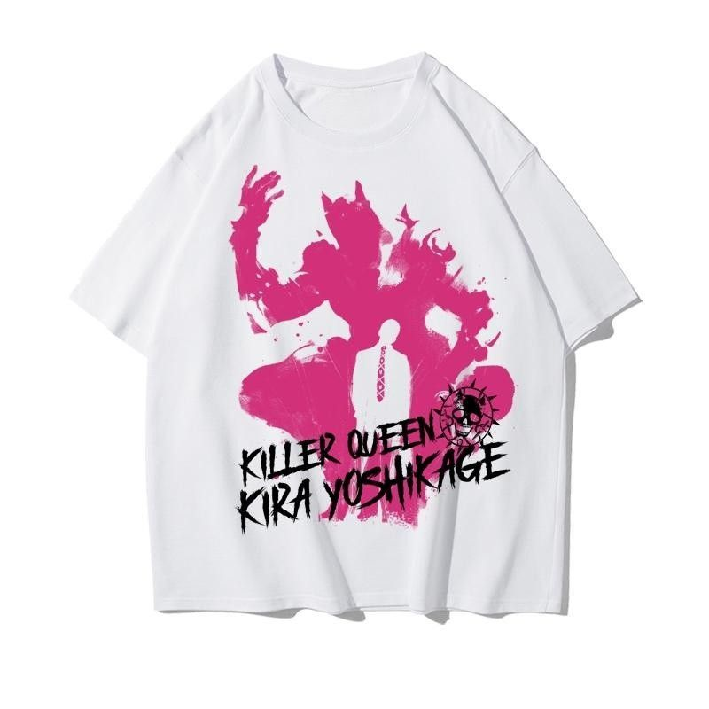 人気キャラ プリント トップス ピンクシルエット グラフィティ風フロントプリントデザイン ユニセックス 半袖 Ｔシャツ