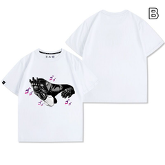 人気キャラ プリント トップス モノクロアート 7タイプのプリントデザイン ユニセックス 半袖 Ｔシャツ