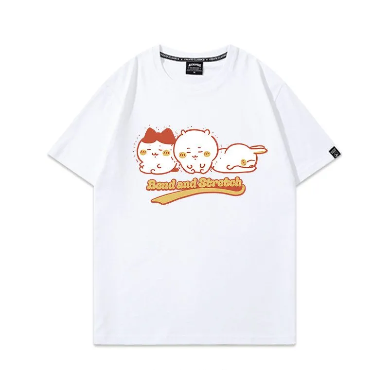 人気キャラ プリント トップス ストレッチポーズ トリオプリント ユニセックス 半袖Ｔシャツ