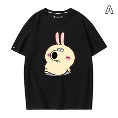 人気キャラ プリント トップス コミカルフェイス ミックスプリント ユニセックス 半袖Ｔシャツ